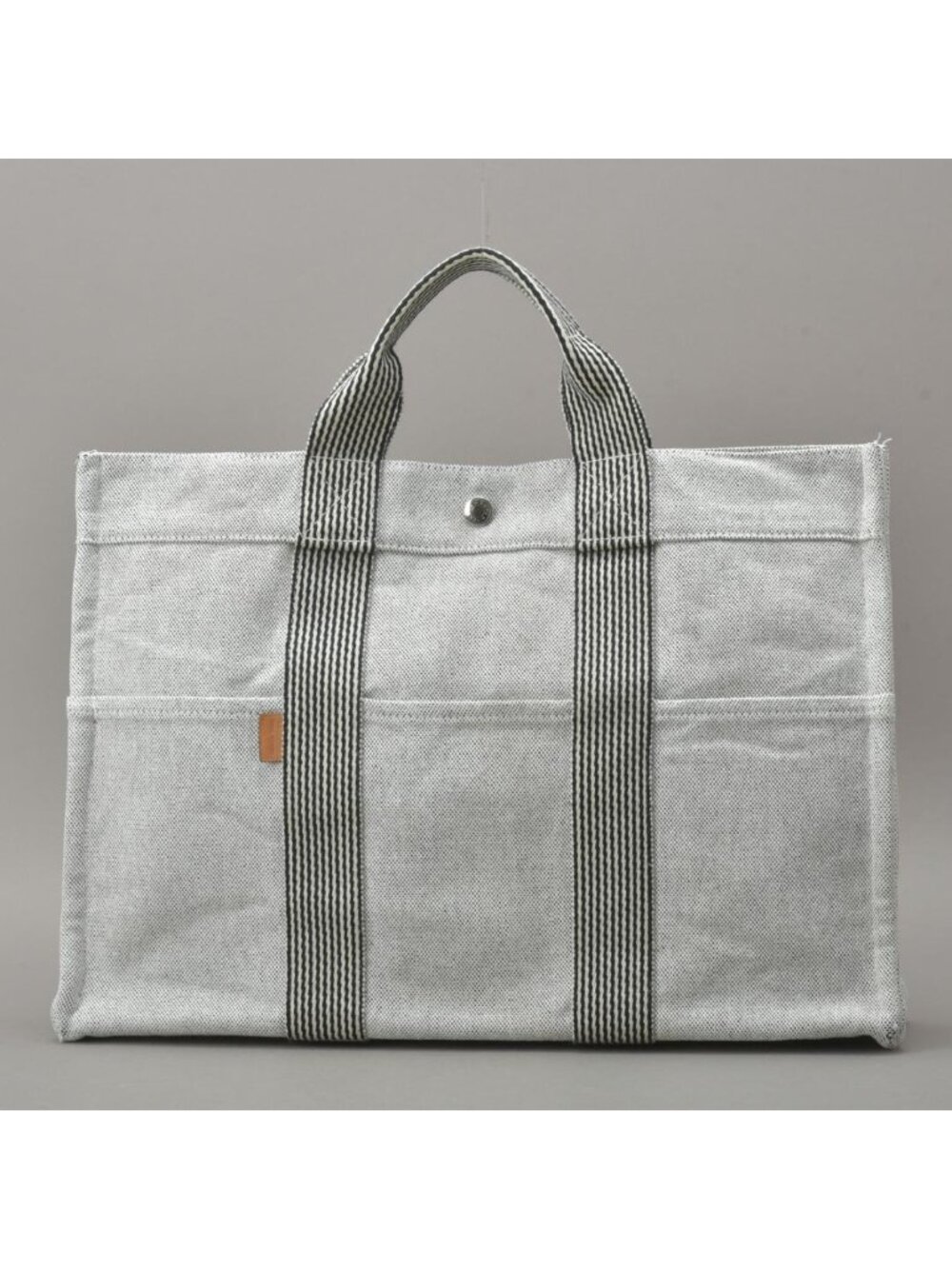 Hermes New Fourre Tout MM Tote Bag Canvas Gray Black